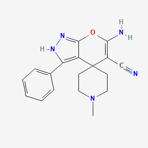 6-amino-10-methyl-3-phenylspiro[4H-pyrano[2,3-c]pyrazole-4,4'-piperidine]-5-ca rbonitrile