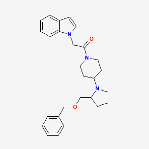 molecular formula C27H33N3O2 B2364733 1-(4-(2-((benzyloxy)methyl)pyrrolidin-1-yl)piperidin-1-yl)-2-(1H-indol-1-yl)ethanone CAS No. 2034321-46-3