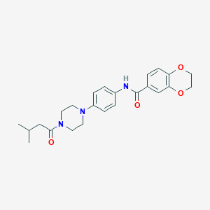 molecular formula C24H29N3O4 B236474 N-{4-[4-(3-methylbutanoyl)-1-piperazinyl]phenyl}-2,3-dihydro-1,4-benzodioxine-6-carboxamide 