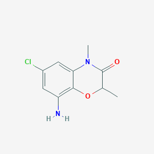 molecular formula C10H11ClN2O2 B2364748 8-amino-6-chloro-2,4-dimethyl-3,4-dihydro-2H-1,4-benzoxazin-3-one CAS No. 1267429-00-4