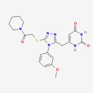 molecular formula C21H24N6O4S B2364755 6-((4-(3-methoxyphenyl)-5-((2-oxo-2-(piperidin-1-yl)ethyl)thio)-4H-1,2,4-triazol-3-yl)methyl)pyrimidine-2,4(1H,3H)-dione CAS No. 852048-80-7