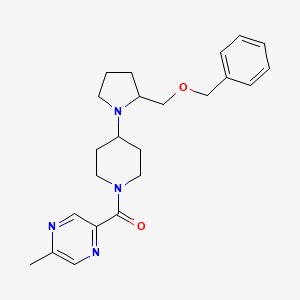 molecular formula C23H30N4O2 B2364756 (4-(2-((Benzyloxy)methyl)pyrrolidin-1-yl)piperidin-1-yl)(5-methylpyrazin-2-yl)methanone CAS No. 2034612-67-2