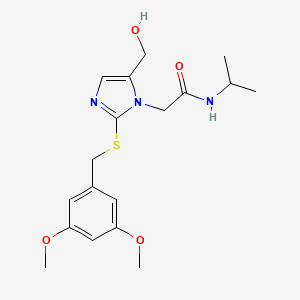 molecular formula C18H25N3O4S B2364760 2-(2-((3,5-dimethoxybenzyl)thio)-5-(hydroxymethyl)-1H-imidazol-1-yl)-N-isopropylacetamide CAS No. 921867-31-4
