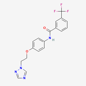 molecular formula C18H15F3N4O2 B2364763 N-{4-[2-(1H-1,2,4-三唑-1-基)乙氧基]苯基}-3-(三氟甲基)苯甲酰胺 CAS No. 866008-32-4