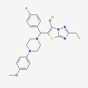 molecular formula C24H26FN5O2S B2364771 2-乙基-5-((4-氟苯基)(4-(4-甲氧基苯基)哌嗪-1-基)甲基)噻唑并[3,2-b][1,2,4]三唑-6-醇 CAS No. 887220-14-6