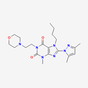 molecular formula C21H31N7O3 B2364772 7-butyl-8-(3,5-dimethyl-1H-pyrazol-1-yl)-3-methyl-1-(2-morpholinoethyl)-1H-purine-2,6(3H,7H)-dione CAS No. 1014009-74-5