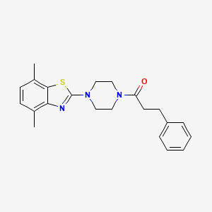 molecular formula C22H25N3OS B2364781 1-[4-(4,7-Dimethyl-1,3-benzothiazol-2-yl)piperazin-1-yl]-3-phenylpropan-1-one CAS No. 897485-67-5
