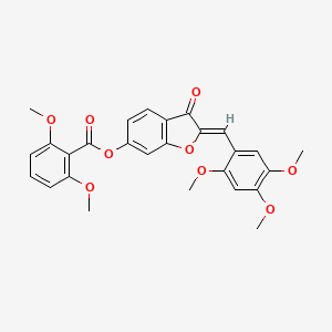 molecular formula C27H24O9 B2364788 (Z)-3-氧代-2-(2,4,5-三甲氧基苄亚基)-2,3-二氢苯并呋喃-6-基 2,6-二甲氧基苯甲酸酯 CAS No. 622795-37-3