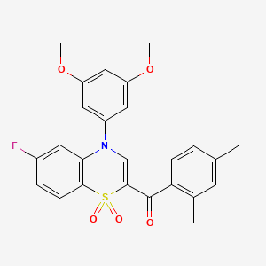 molecular formula C25H22FNO5S B2364797 [4-(3,5-dimethoxyphenyl)-6-fluoro-1,1-dioxido-4H-1,4-benzothiazin-2-yl](2,4-dimethylphenyl)methanone CAS No. 1114657-40-7