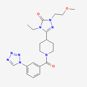 molecular formula C20H26N8O3 B2364798 3-(1-(3-(1H-tetrazol-1-yl)benzoyl)piperidin-4-yl)-4-ethyl-1-(2-methoxyethyl)-1H-1,2,4-triazol-5(4H)-one CAS No. 1787917-22-9