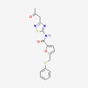 N-[3-(2-oxopropyl)-1,2,4-thiadiazol-5-yl]-5-[(phenylsulfanyl)methyl]furan-2-carboxamide