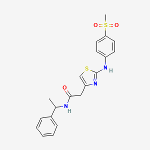 molecular formula C20H21N3O3S2 B2364805 2-(2-((4-(甲磺酰基)苯基)氨基)噻唑-4-基)-N-(1-苯乙基)乙酰胺 CAS No. 1105218-04-9