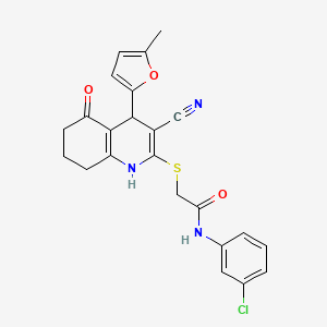 molecular formula C23H20ClN3O3S B2364814 N-(3-chlorophenyl)-2-{[3-cyano-5-hydroxy-4-(5-methylfuran-2-yl)-4,6,7,8-tetrahydroquinolin-2-yl]sulfanyl}acetamide CAS No. 369394-96-7
