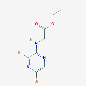 molecular formula C8H9Br2N3O2 B2364817 2-(3,5-二溴吡嗪-2-氨基)乙酸乙酯 CAS No. 1228013-60-2