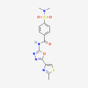 molecular formula C15H15N5O4S2 B2364818 4-(N,N-二甲基磺酰氨基)-N-(5-(2-甲基噻唑-4-基)-1,3,4-恶二唑-2-基)苯甲酰胺 CAS No. 1251709-96-2