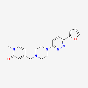 molecular formula C19H21N5O2 B2364824 4-[[4-[6-(Furan-2-yl)pyridazin-3-yl]piperazin-1-yl]methyl]-1-methylpyridin-2-one CAS No. 2380176-27-0