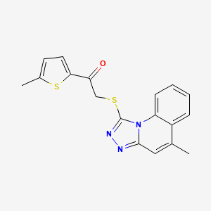 molecular formula C18H15N3OS2 B2364827 1-(5-Methylthiophen-2-yl)-2-[(5-methyl-[1,2,4]triazolo[4,3-a]quinolin-1-yl)sulfanyl]ethanone CAS No. 379239-32-4
