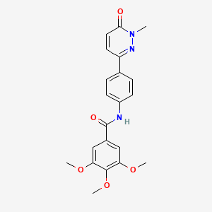 molecular formula C21H21N3O5 B2364830 3,4,5-trimethoxy-N-(4-(1-methyl-6-oxo-1,6-dihydropyridazin-3-yl)phenyl)benzamide CAS No. 941888-72-8