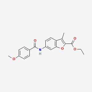 molecular formula C20H19NO5 B2364831 Ethyl 6-(4-methoxybenzamido)-3-methylbenzofuran-2-carboxylate CAS No. 923178-51-2