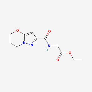 molecular formula C11H15N3O4 B2364832 ethyl 2-(6,7-dihydro-5H-pyrazolo[5,1-b][1,3]oxazine-2-carboxamido)acetate CAS No. 1448071-87-1