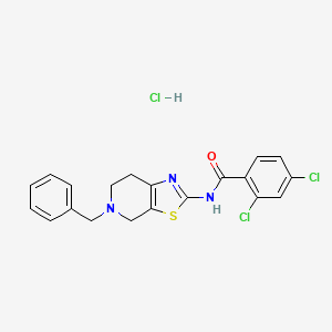 molecular formula C20H18Cl3N3OS B2364843 N-(5-benzyl-4,5,6,7-tetrahydrothiazolo[5,4-c]pyridin-2-yl)-2,4-dichlorobenzamide hydrochloride CAS No. 1189982-48-6
