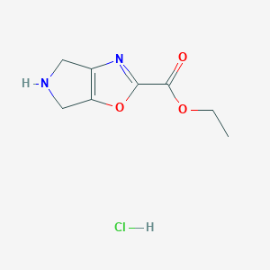 molecular formula C8H11ClN2O3 B2364847 ethyl 5,6-dihydro-4H-pyrrolo[3,4-d]oxazole-2-carboxylate hydrochloride CAS No. 2177257-76-8