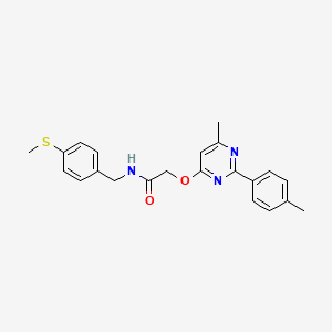 molecular formula C22H23N3O2S B2364855 2-((6-methyl-2-(p-tolyl)pyrimidin-4-yl)oxy)-N-(4-(methylthio)benzyl)acetamide CAS No. 1031977-63-5