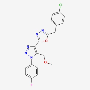 2-(4-chlorobenzyl)-5-(1-(4-fluorophenyl)-5-(methoxymethyl)-1H-1,2,3-triazol-4-yl)-1,3,4-oxadiazole