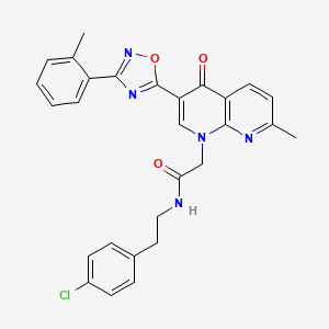 molecular formula C28H24ClN5O3 B2364863 N-(4-氯苯乙基)-2-(7-甲基-4-氧代-3-(3-(邻甲苯基)-1,2,4-恶二唑-5-基)-1,8-萘啶-1(4H)-基)乙酰胺 CAS No. 1029770-06-6