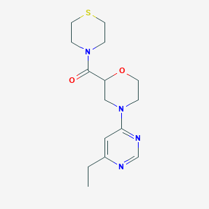 molecular formula C15H22N4O2S B2364875 [4-(6-Ethylpyrimidin-4-yl)morpholin-2-yl]-thiomorpholin-4-ylmethanone CAS No. 2415540-68-8