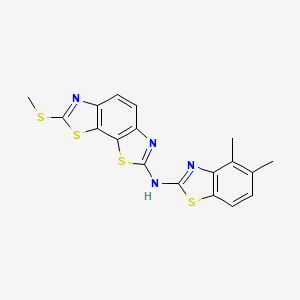 molecular formula C18H14N4S4 B2364879 N-(4,5-dimethylbenzo[d]thiazol-2-yl)-7-(methylthio)benzo[1,2-d:4,3-d']bis(thiazole)-2-amine CAS No. 1334373-47-5