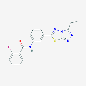 molecular formula C18H14FN5OS B236488 N-[3-(3-ethyl[1,2,4]triazolo[3,4-b][1,3,4]thiadiazol-6-yl)phenyl]-2-fluorobenzamide 