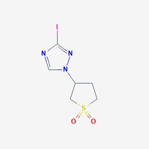 molecular formula C6H8IN3O2S B2364880 3-(3-Iodo-1H-1,2,4-triazol-1-yl)-1lambda6-thiolane-1,1-dione CAS No. 1520131-57-0