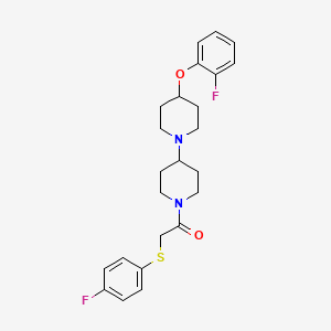 molecular formula C24H28F2N2O2S B2364882 1-(4-(2-Fluorophenoxy)-[1,4'-bipiperidin]-1'-yl)-2-((4-fluorophenyl)thio)ethan-1-one CAS No. 1704530-19-7