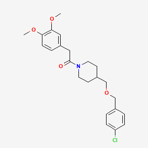 molecular formula C23H28ClNO4 B2364887 1-(4-(((4-Chlorobenzyl)oxy)methyl)piperidin-1-yl)-2-(3,4-dimethoxyphenyl)ethanone CAS No. 1396748-96-1