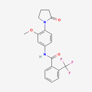 molecular formula C19H17F3N2O3 B2364891 N-[3-methoxy-4-(2-oxopyrrolidin-1-yl)phenyl]-2-(trifluoromethyl)benzamide CAS No. 922925-29-9