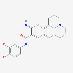 molecular formula C22H19F2N3O2 B2364893 N-(3,4-difluorophenyl)-4-imino-3-oxa-13-azatetracyclo[7.7.1.0^{2,7}.0^{13,17}]heptadeca-1,5,7,9(17)-tetraene-5-carboxamide CAS No. 902507-59-9