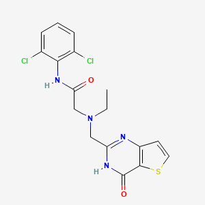 molecular formula C17H16Cl2N4O2S B2364900 N-(2,6-dichlorophenyl)-2-[ethyl({4-oxo-3H,4H-thieno[3,2-d]pyrimidin-2-yl}methyl)amino]acetamide CAS No. 949743-80-0