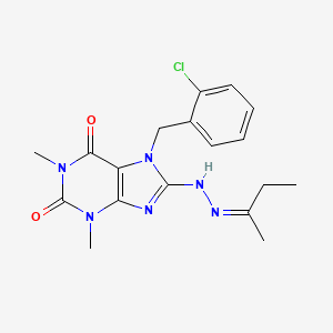 molecular formula C18H21ClN6O2 B2364901 8-[(2Z)-2-butan-2-ylidenehydrazinyl]-7-[(2-chlorophenyl)methyl]-1,3-dimethylpurine-2,6-dione CAS No. 573933-17-2