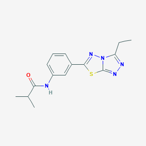 molecular formula C15H17N5OS B236491 N-[3-(3-ethyl[1,2,4]triazolo[3,4-b][1,3,4]thiadiazol-6-yl)phenyl]-2-methylpropanamide 