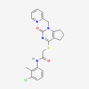 molecular formula C22H21ClN4O2S B2364913 N-(3-chloro-2-methylphenyl)-2-((2-oxo-1-(pyridin-2-ylmethyl)-2,5,6,7-tetrahydro-1H-cyclopenta[d]pyrimidin-4-yl)thio)acetamide CAS No. 946325-77-5
