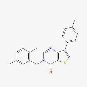 molecular formula C22H20N2OS B2364918 3-(2,5-dimethylbenzyl)-7-(p-tolyl)thieno[3,2-d]pyrimidin-4(3H)-one CAS No. 1207007-65-5