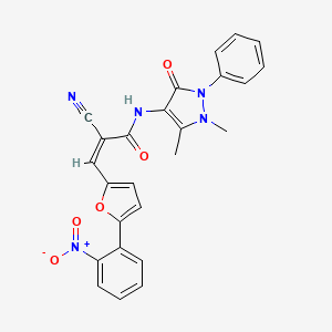 (Z)-2-cyano-N-(1,5-dimethyl-3-oxo-2-phenyl-2,3-dihydro-1H-pyrazol-4-yl)-3-(5-(2-nitrophenyl)furan-2-yl)acrylamide