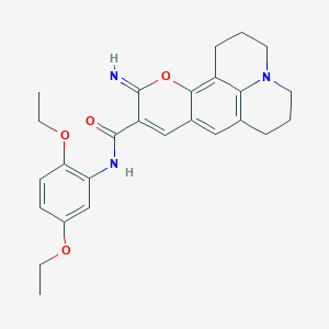 molecular formula C26H29N3O4 B2364937 N-(2,5-diethoxyphenyl)-11-imino-2,3,5,6,7,11-hexahydro-1H-pyrano[2,3-f]pyrido[3,2,1-ij]quinoline-10-carboxamide CAS No. 866346-37-4