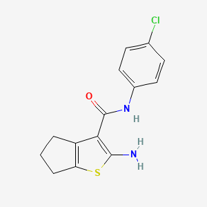 molecular formula C14H13ClN2OS B2364941 2-氨基-N-(4-氯苯基)-5,6-二氢-4H-环戊[b]噻吩-3-甲酰胺 CAS No. 329066-94-6