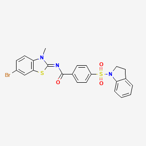 molecular formula C23H18BrN3O3S2 B2364943 (E)-N-(6-bromo-3-methylbenzo[d]thiazol-2(3H)-ylidene)-4-(indolin-1-ylsulfonyl)benzamide CAS No. 394228-43-4