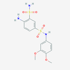 molecular formula C14H17N3O6S2 B2364946 4-Amino-1-N-(3,4-dimethoxyphenyl)benzene-1,3-disulfonamide CAS No. 2380186-87-6