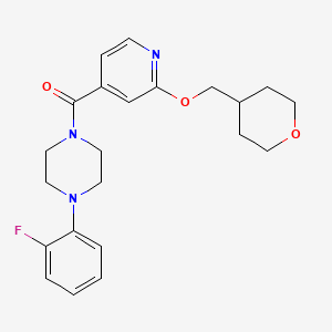 molecular formula C22H26FN3O3 B2364957 (4-(2-fluorophenyl)piperazin-1-yl)(2-((tetrahydro-2H-pyran-4-yl)methoxy)pyridin-4-yl)methanone CAS No. 2034449-73-3