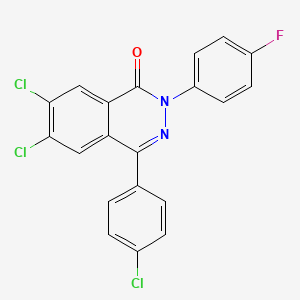 molecular formula C20H10Cl3FN2O B2364958 6,7-二氯-4-(4-氯苯基)-2-(4-氟苯基)酞嗪-1-酮 CAS No. 338791-30-3
