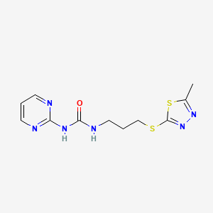 molecular formula C11H14N6OS2 B2364959 1-[3-[(5-Methyl-1,3,4-thiadiazol-2-yl)sulfanyl]propyl]-3-pyrimidin-2-ylurea CAS No. 899740-71-7